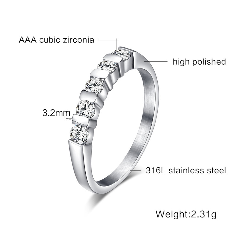 Vonx Cute Engagement Ring for Women Silver Color CZ Stone