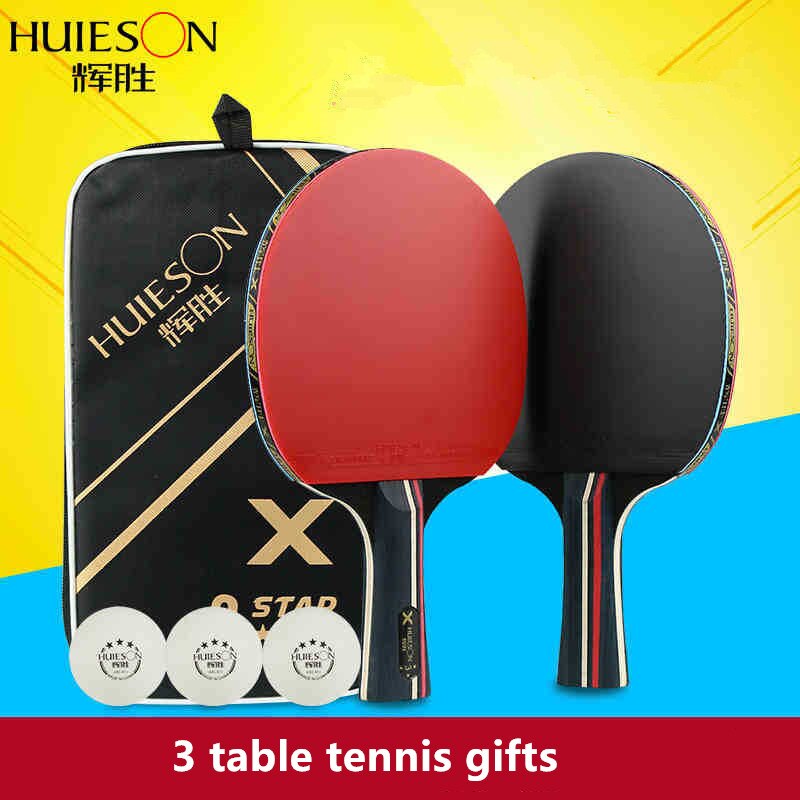 2 stks/partij Tafeltennis Bat Racket Lange Korte Handvat Ping Pong Paddle Racket Set Met Zak 3 Ballen Dubbele Gezicht puistjes In