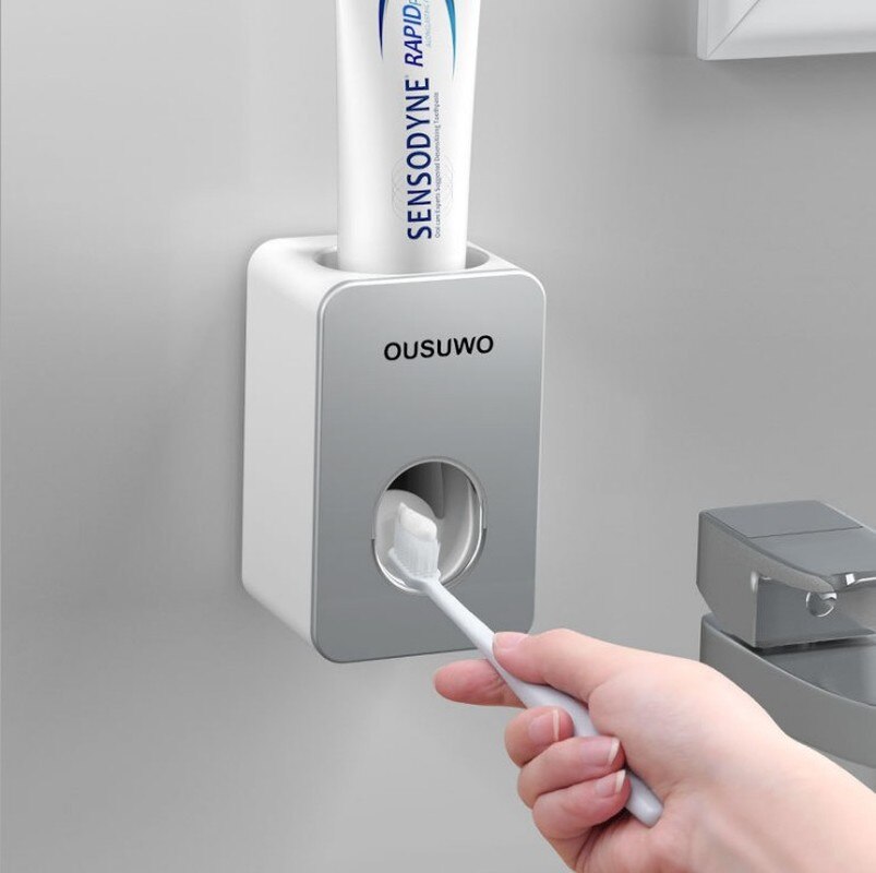 Distributore automatico di Dentifricio a prova di Polvere Spazzolino Da Denti Supporto di Montaggio A Parete Del Basamento di Accessori Per il Bagno Set Dentifricio Spremi