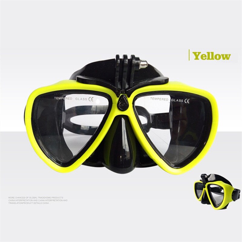 Duikbril Masker Sport Scuba Met Onderwater Camera Mount Gehard Glazen Masker Apparatuur HT15-0024: YELLOW