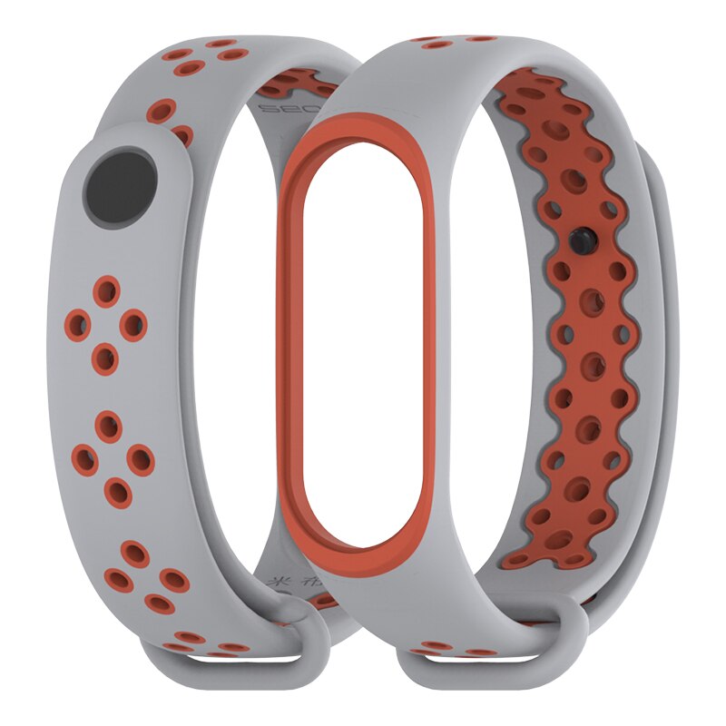 Horloge Band Voor Xiaomi Mi Band 3/4 Horloge Riem Sport Armband Voor Mi Band 3 4 Smart Horloge siliconen Band Voor Mi Band 3 4: Gray Orange
