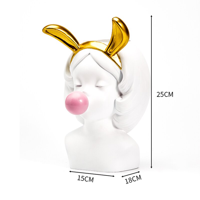 stojak na kwiaty doniczki doniczka ozdobne głowa dekoracyjne Biały żywica kwiat w wazonie garnek styl skandynawski ładny Catwoman ludzka głowa wazony na kwiaty kosz długopis pędzel uchwyt Dom dekoracja: L królik