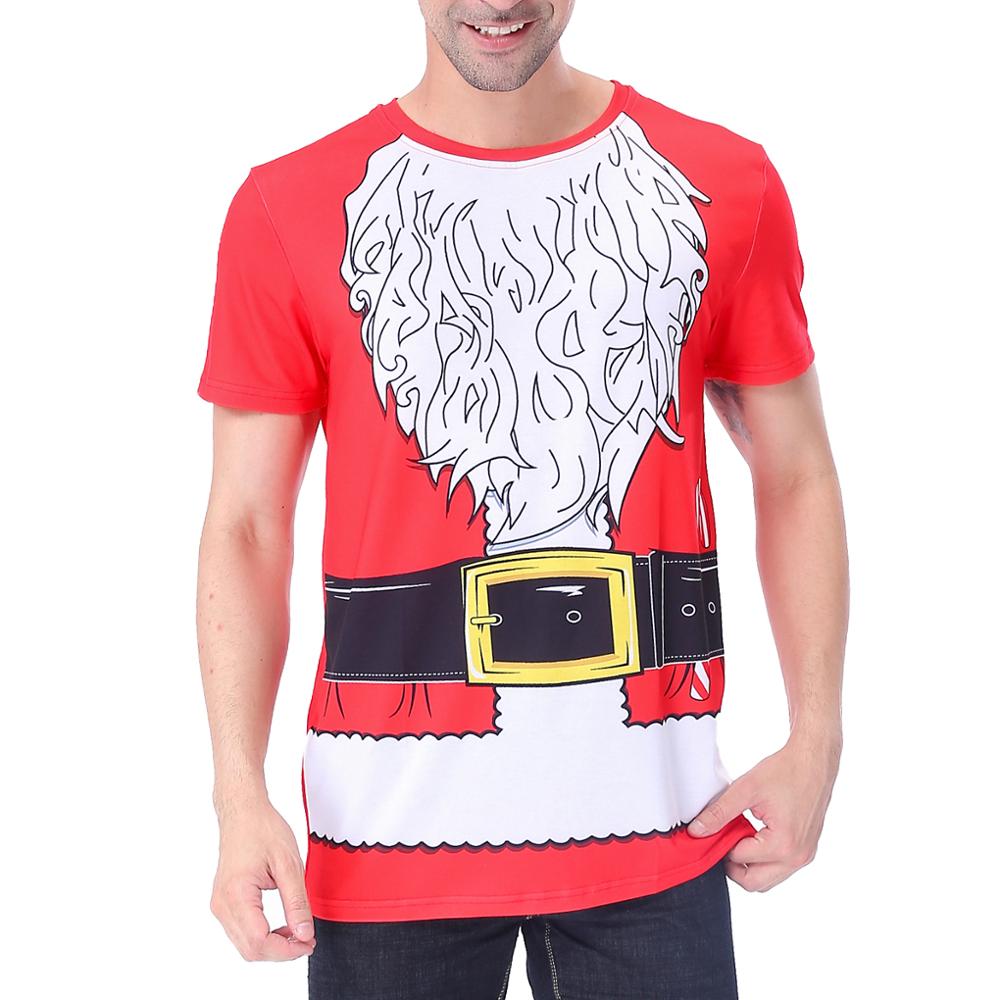 Men Christmas Santa Claus Costume Funny 3D Printed T-Shirts eMale Xmas Cosplay Tee Theme Party Novelty Carnival Fancy Tops