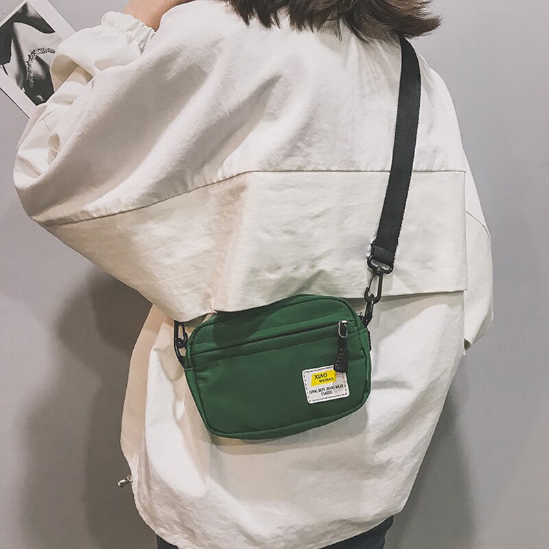 Canvas Bags Female Small Square Bag Women Shoulder Crossbody Bag Ladies Messenger Bag Simple Style Phone Pack