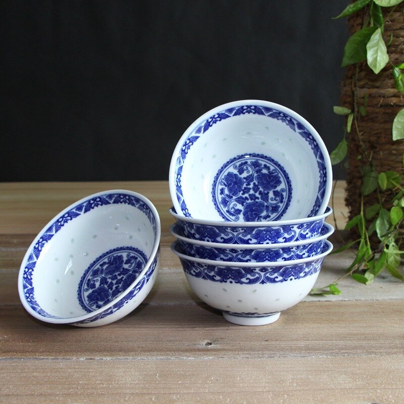 Jingdezhen Blau und Weiß Porzellan Geschirr Keramik exquisit Schüssel Porzellan Schüssel 5 Zoll Reis Schüssel einstellen Haushalt Schüssel und Erzähler: 5 Zoll Linglong chan zhi lian 5