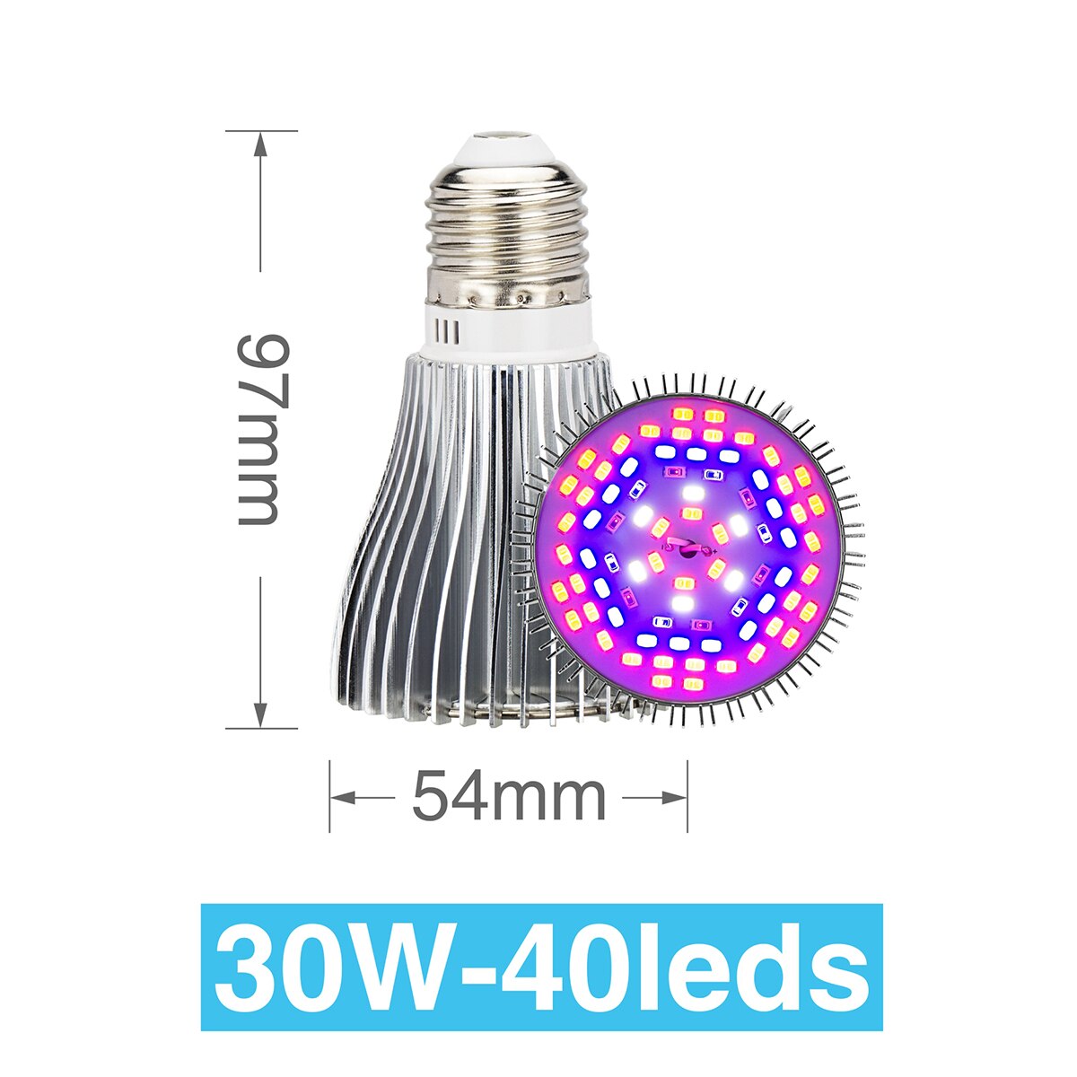 LED Grow Lamp 5W 10W 30W 50W 80W 85-265V Full Spectrum E27 Grow Light Bulb UV IR DIY For Garden Plants Flower Hydroponics Growth: 30W
