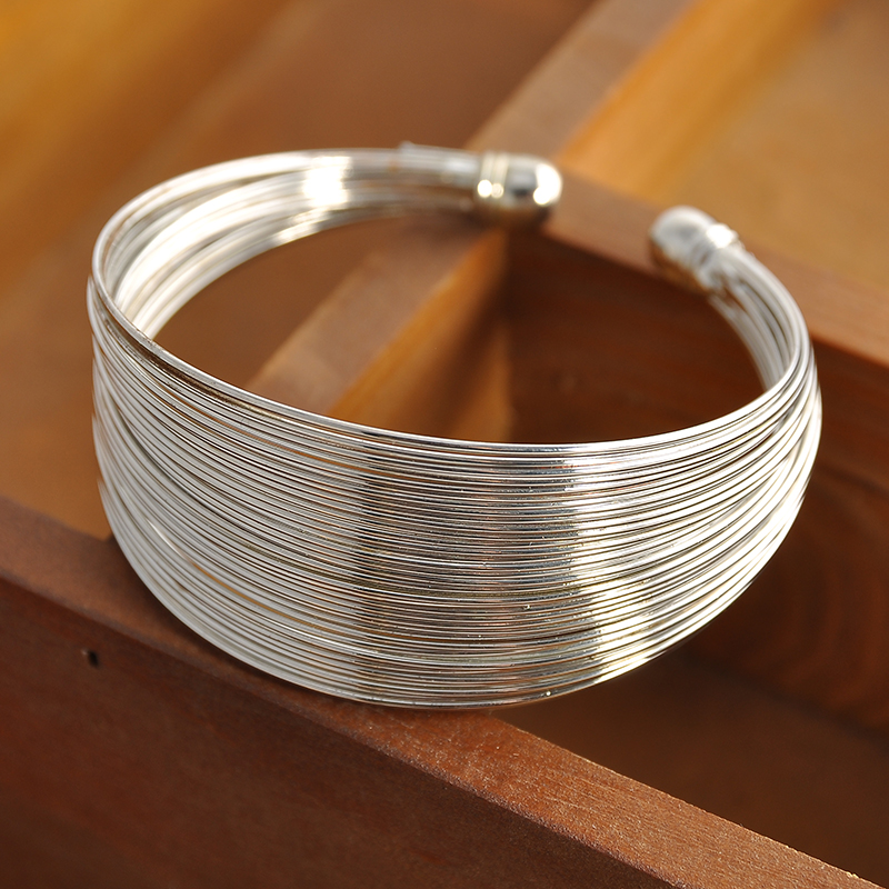 2021 nuove donne multistrato aperto ampio stile polsino braccialetto gioielli donna dichiarazione gioielli braccialetti indiani gioielli di natale: silver