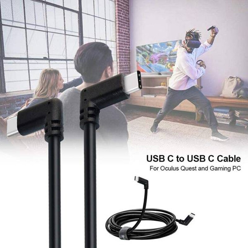Right Angle USB C to C Cable - 10Gbps Data Transfer, 100W Fast Charging, for VR Headset