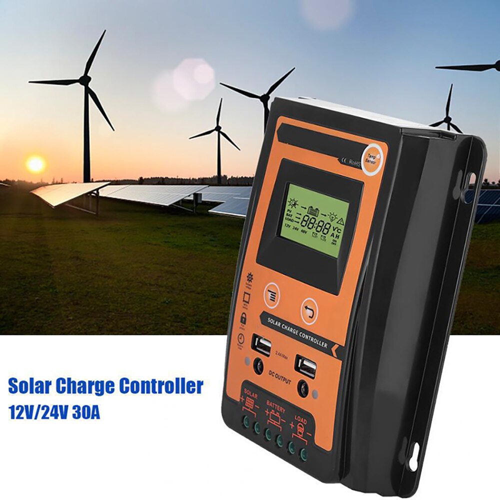 Lcd 30A 50A 70A Mppt Pwm Solar Charge Controller Belasting Timer 12V 24V Dual Usb IP32 Pv Batterij controller Solar Regulator