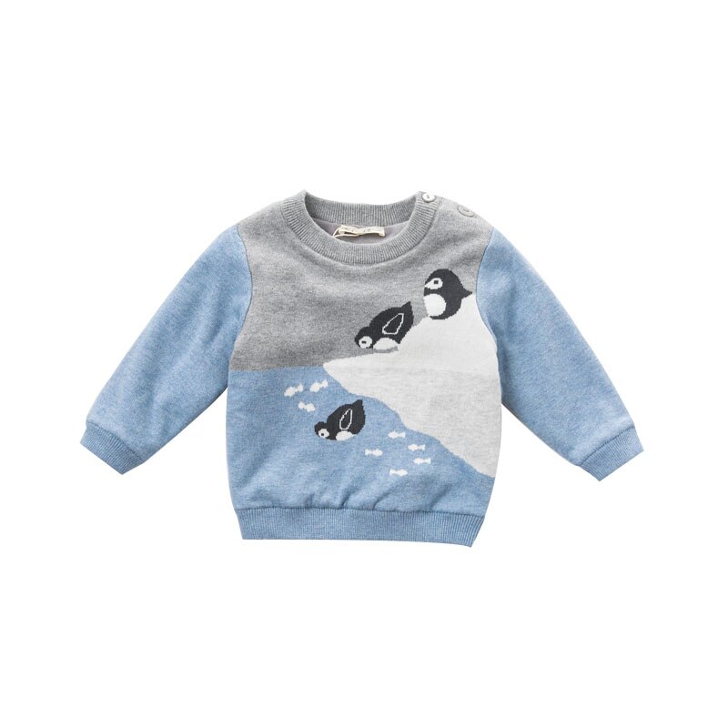 DBJ9004 dave bella baby jongens pinguïn trui kinderen gebreide trui kids herfst trui peuter boutique tops: 4T