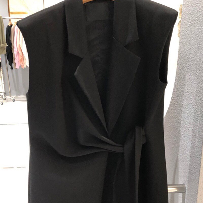 Nomikuma forår uden ærmer blazer vest snøre koreanske veste frakke kausal turn-down krave kvinder jakker 6 e 659