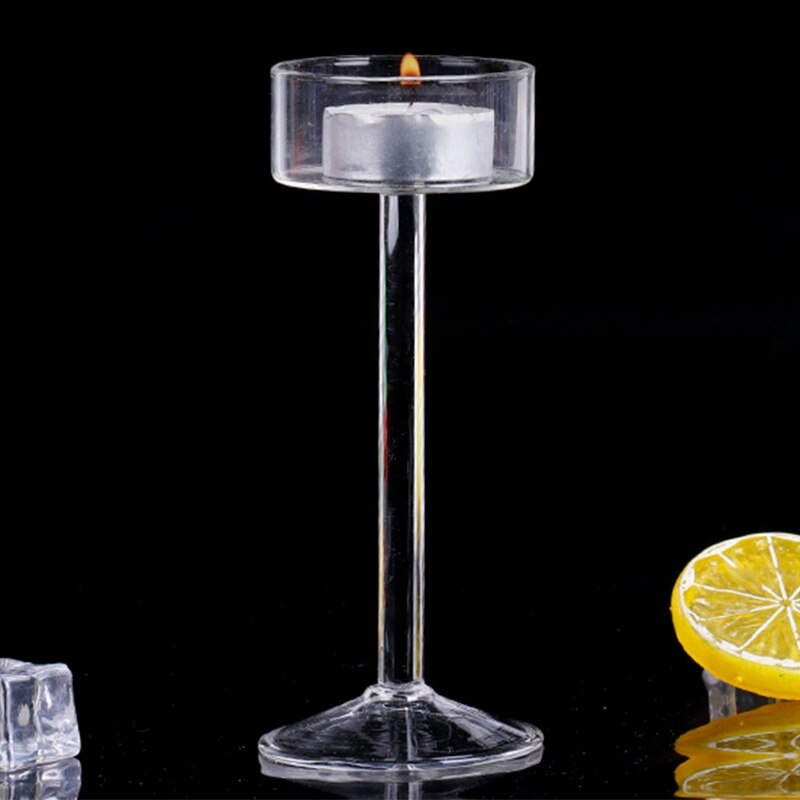 High Glass Candlestick Transparent Decoration Home Table Center For Family Bedroom Wedding Party Romance