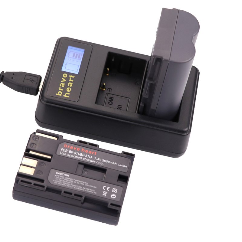 3x 7.4v 2650mah BP-511A BP-511 BP 511 511A BP511 BP511A Battery + LCD USB Charger for Canon EOS 40D 300D 5D 20D 30D 50D camera