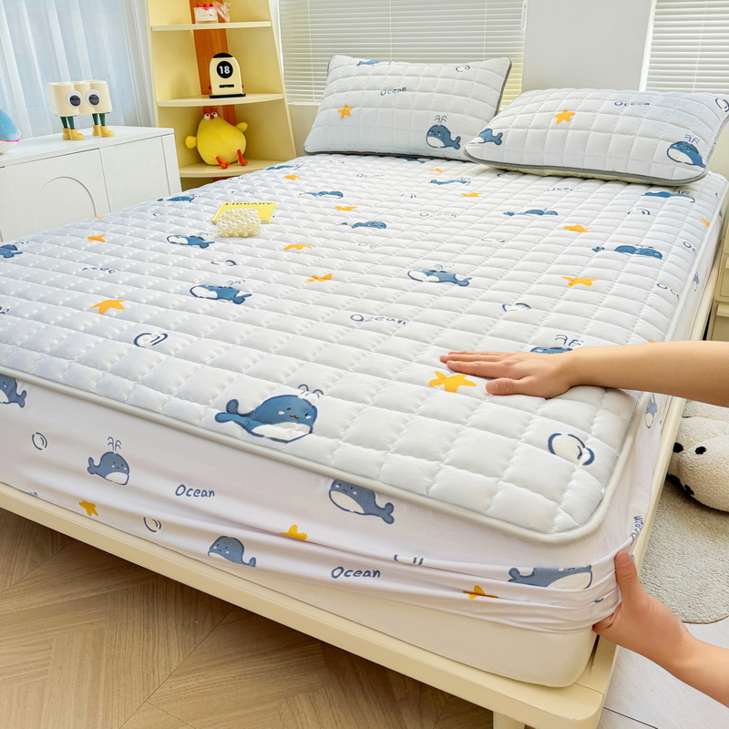 Dikke Matrashoes Cartoon Stijl Sprei Gewatteerd Bed Voor Thuis Volwassenen Kinderen Bedlinnen Fundas De Colchón (Geen Kussensloop): Twin / Marineblauw