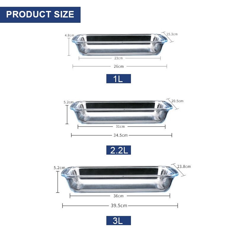 GF Glass Baking Dish Oven Glass Pan for Cooking Casserole Dish Rectangular Baking Pan Glass Bakeware,Microwave Dishwasher Safe
