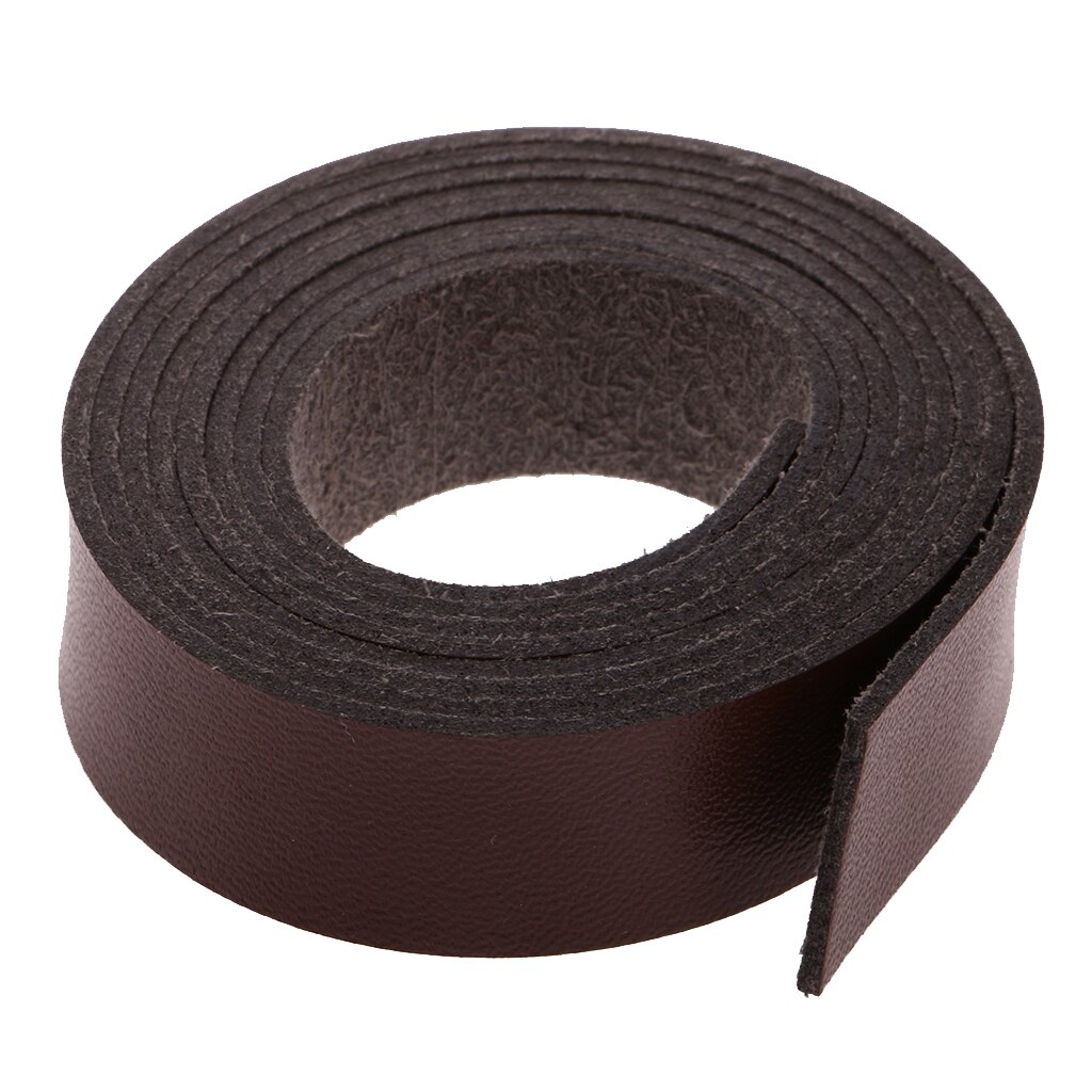 2 meter  x 1.5cm diy håndværk pu læderrem strip til læder håndværk bælte håndtag taske tilbehør: Brun