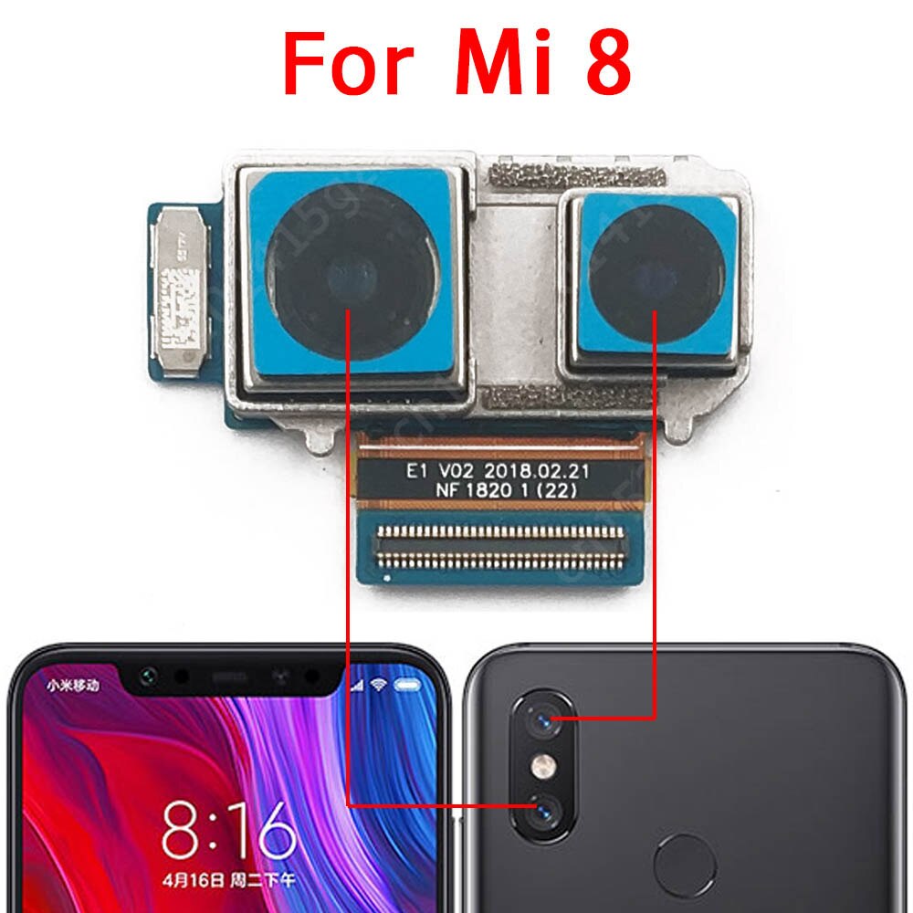 Cámara Frontal trasera Original para Xiaomi Mi 8 Lite Mi8 SE, módulo de cámara trasera, reparación flexible, piezas de repuesto: Mi 8 Back