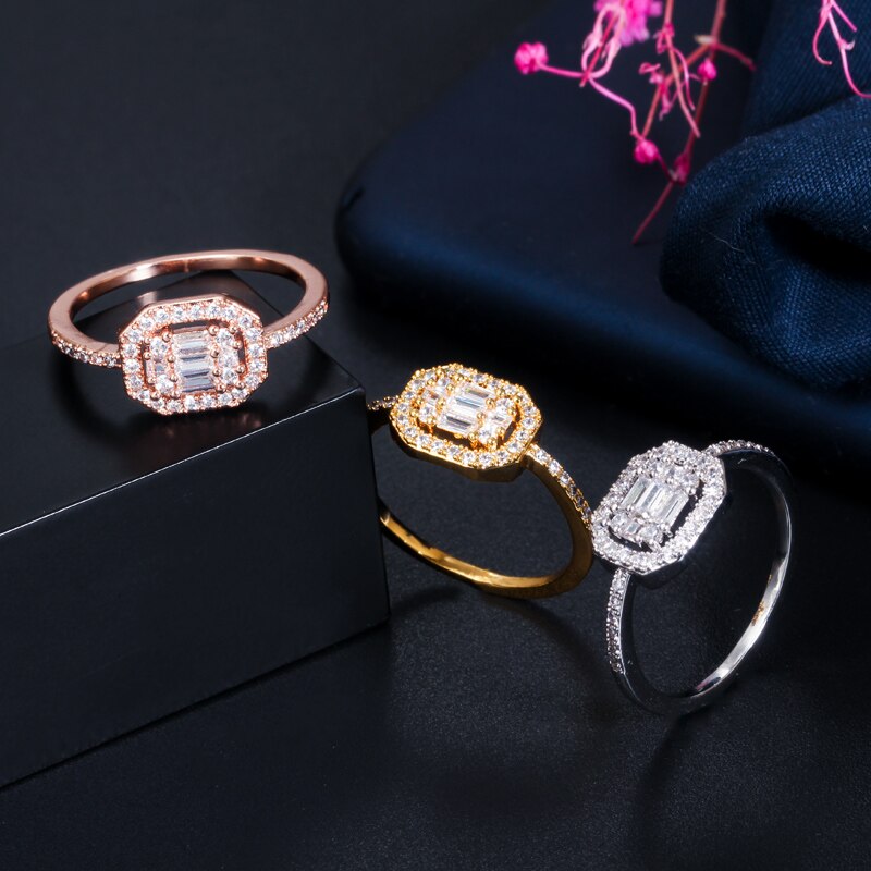 Cwwzircons erittäin kiiltävä kuutio zirkonia tasoittaa rakkaus ruusukulta sormukset naisille kihlasormukset häänauha boho korut  r159