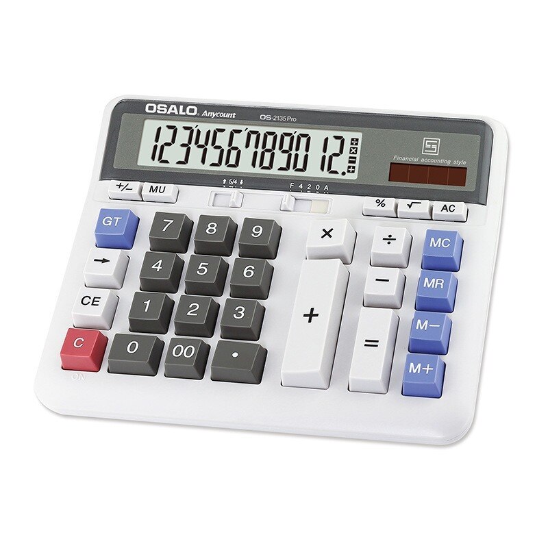 Calculator desktop financial bank environmental abs solar dual 12-bit monitor 2135 for calculator clamshell summons white