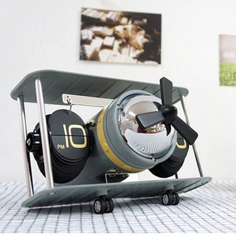 Europejski styl cichy automatyczny zegar robić obracania stron samolot w kształcie myśliwca strona-zegar obrotowy zegar pokojowy