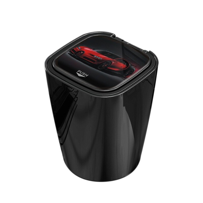 Cenicero multifunción para coche, accesorio con cubierta de luz LED azul, automático, retardante de llama, interior: Negro