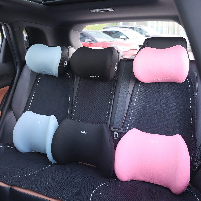 Juego de cojines de asiento de espuma viscoelástica para coche, reposacabezas y soporte de almohada Lumbar para comodidad de conducción, accesorios de cojín para el cuello trasero del coche