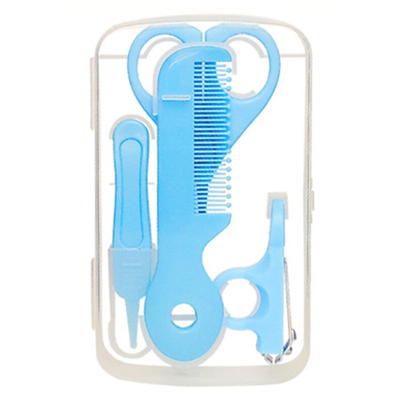 5 teile/satz baby kind nagel trimmer nase reiniger haar pflege kamm sicherheit pflege set tragbare mit box: Blau