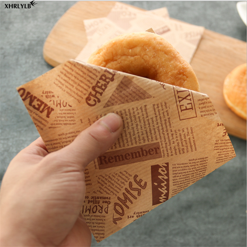 XHRLYLB 50 pc Engels Patroon Voedsel Vetvrij Papier Zak Sandwich Donut Brood Papieren Zak Bakken Accessoires Bruiloft Decoration.7z