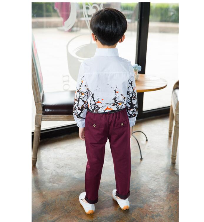 Wedding Dress Flower Kids Boy Blouse & Shirts long sleeve Spring Autumn Children Clothing Baby Boys Party Blouses shirts S24