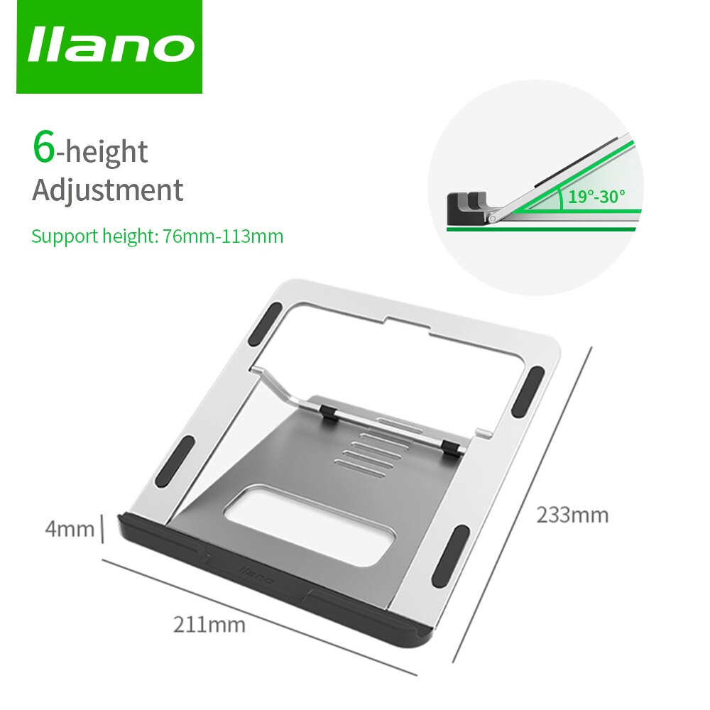 LLANO Adjustable Laptop Stand Foldable Non-Slip Desktop Notebook Laptop Holder 10-15.6 Inch For Macbook/Pro Air/iPad/Pro/DELL/HP: H8 Laptop stand
