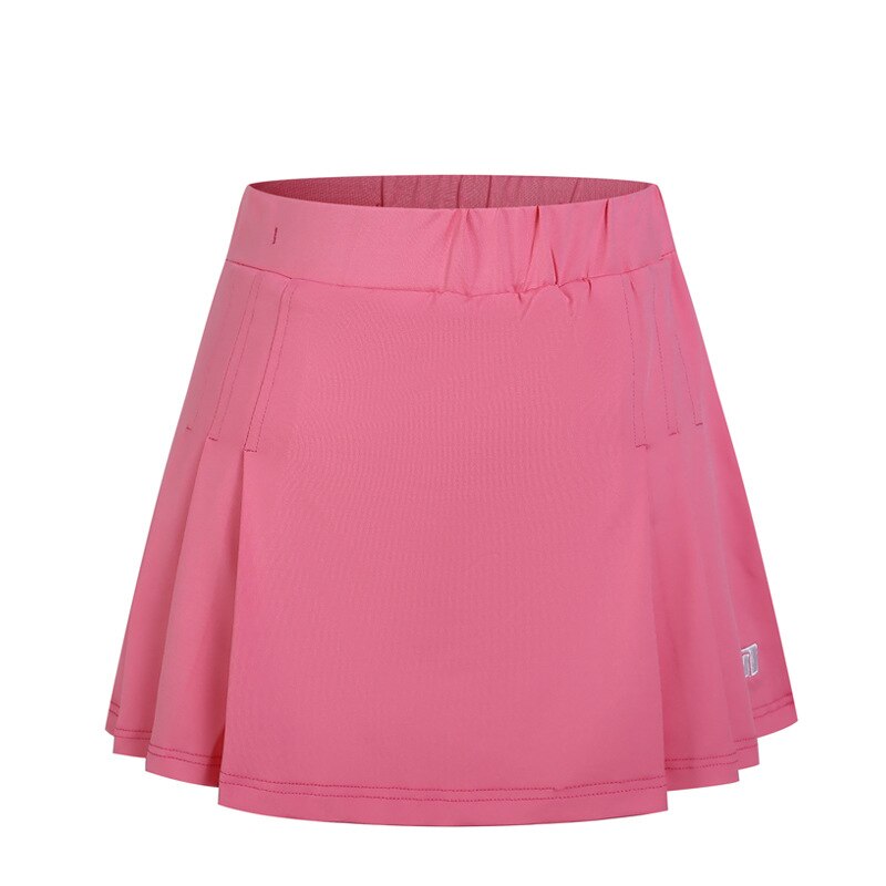 Pro Tennis Skorts Women Anti-emptied Breathable Quick Dry Elastic Waist Skort Sport Pantskirt Badminton Workout Tennis Skirt: Rose red / L