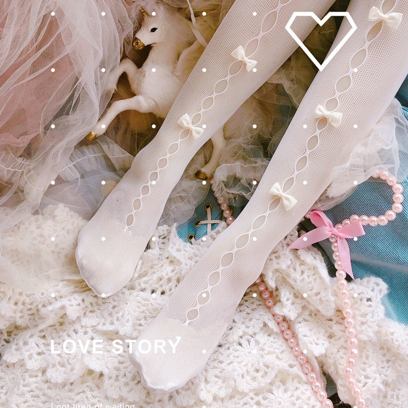 Hule små sommerfugle net sokker hul sokker sød retro stil strømpebukser elasticitet var tynd kvindelige lolita sokker japansk sød