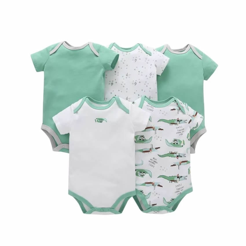 PatPat nouveauté automne et printemps 5-pack bande dessinée imprimé à manches courtes body pour bébé garçon et fille une pièce vêtements