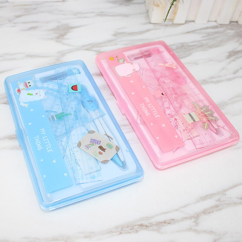 1 Set Drawing Students Math Sets with Learning Stationery Triangle Ruler Geometry Set