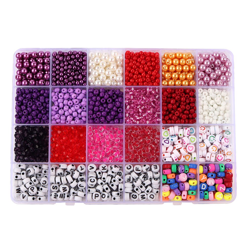 4/6mm Farbe Brief Perle Glas Reis Perle Set 24 Grid Box DIY Handgemachte Halskette Perlen Schmuck Zubehör mädchen Weihnachten: a