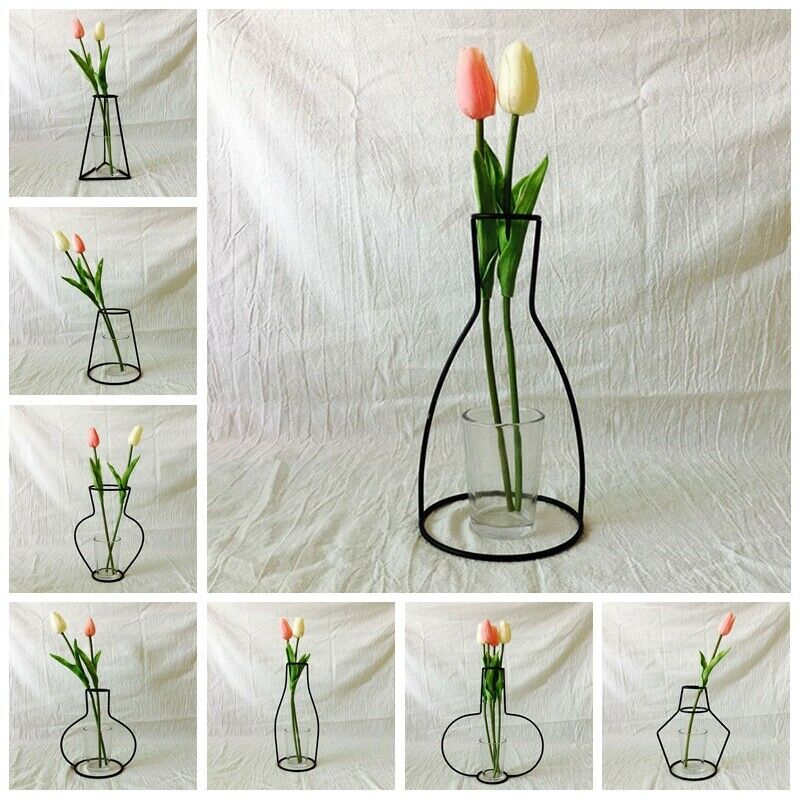 Flower Metal Stand Vase DIY Party Home Decoration Vase Black Plant Rack Stand Holder Iron Wire Flower Vases Without Cup