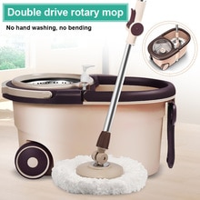 360° Spin Mop with Bucket Rod Fiber Heads Set Easy Wring Cleaning System Stainless Steel Spin Dry Mop Washable Floor Clean