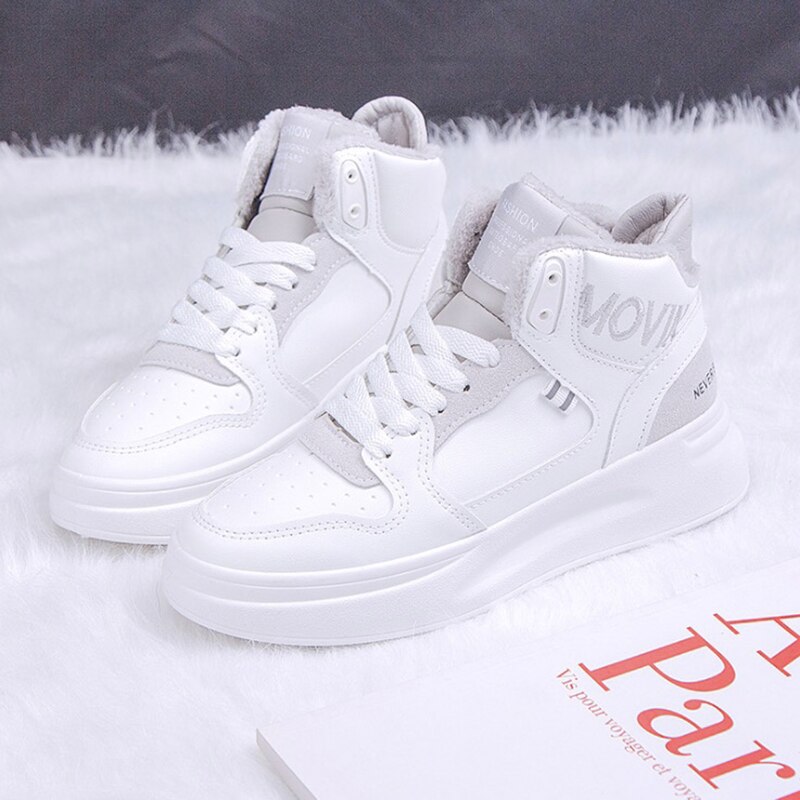 Dames sneakers winter damesschoenen flats platform casual schoenen voor dames comfortabele hoge top warme pluche off white schoenen