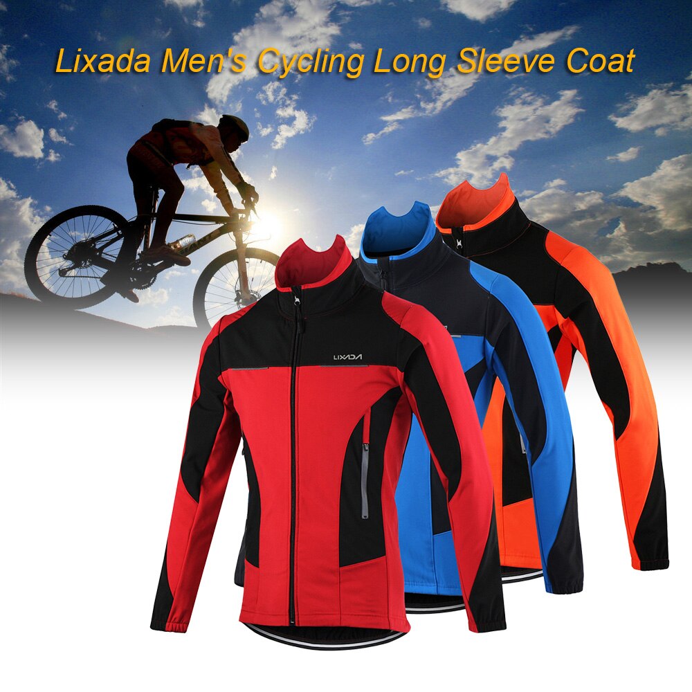 Lixada Mannen Outdoor Fietsen Jas Winter Thermische Ademende Comfortabele Lange Mouwen Jas Waterbestendig Rijden Sportkleding