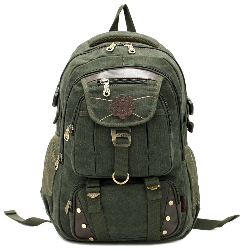 KAUKKO mode mannen rugzak vintage canvas rugzak schooltas mannen reistassen grote capaciteit reizen laptop rugzak tas