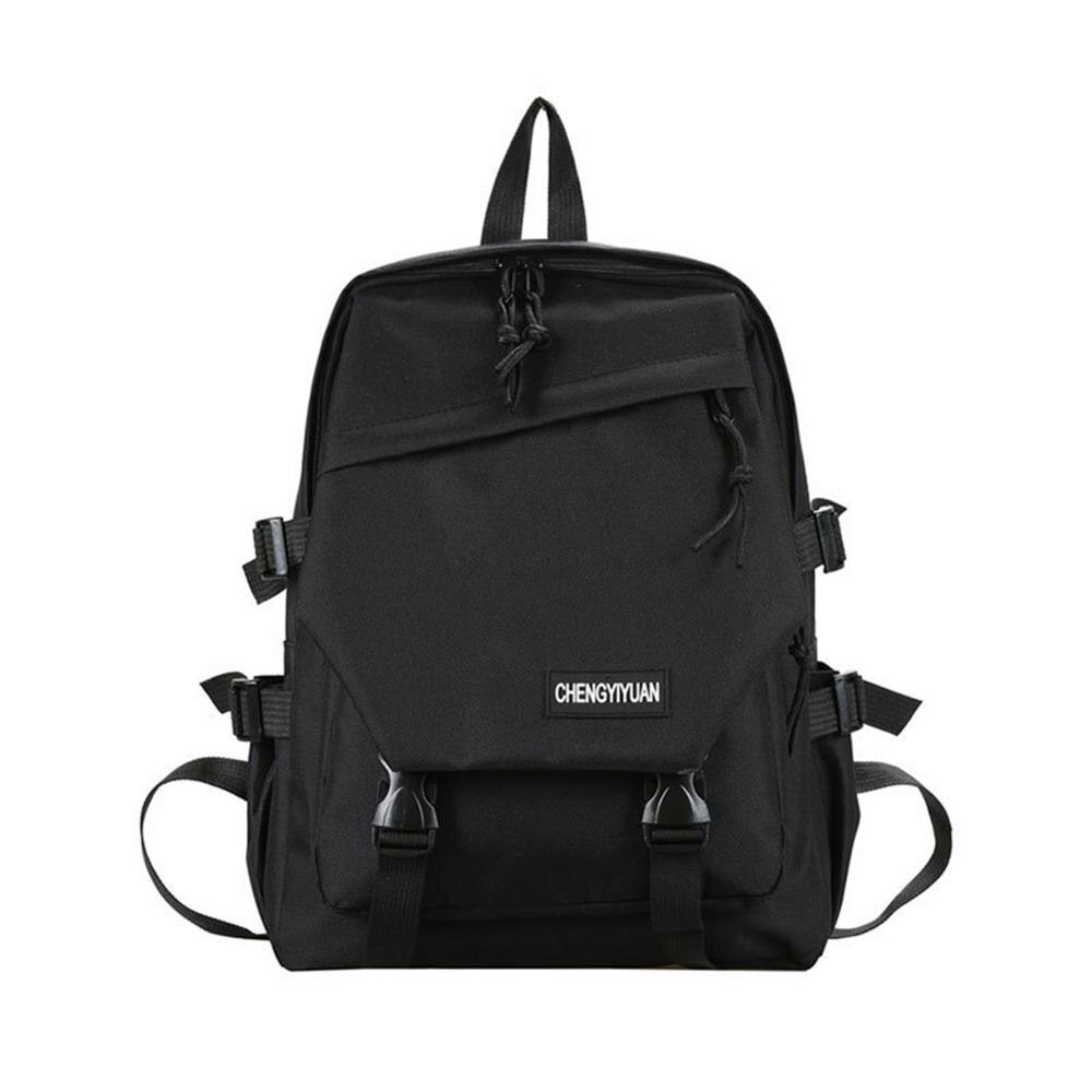 Casual Large Capacity Backpack Solid Color Simple Mochila Shoulder School Bags Women Men Outdoor Sports Street Bagpacks: Black