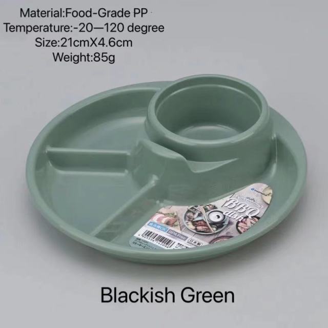 Re-Play Verdeeld Plaat Barbecue Snacks Lade Kids Servies Gerechten Veilig Pp Ronde 4 Suctions Gescheiden Voedsel: Blaskish Green