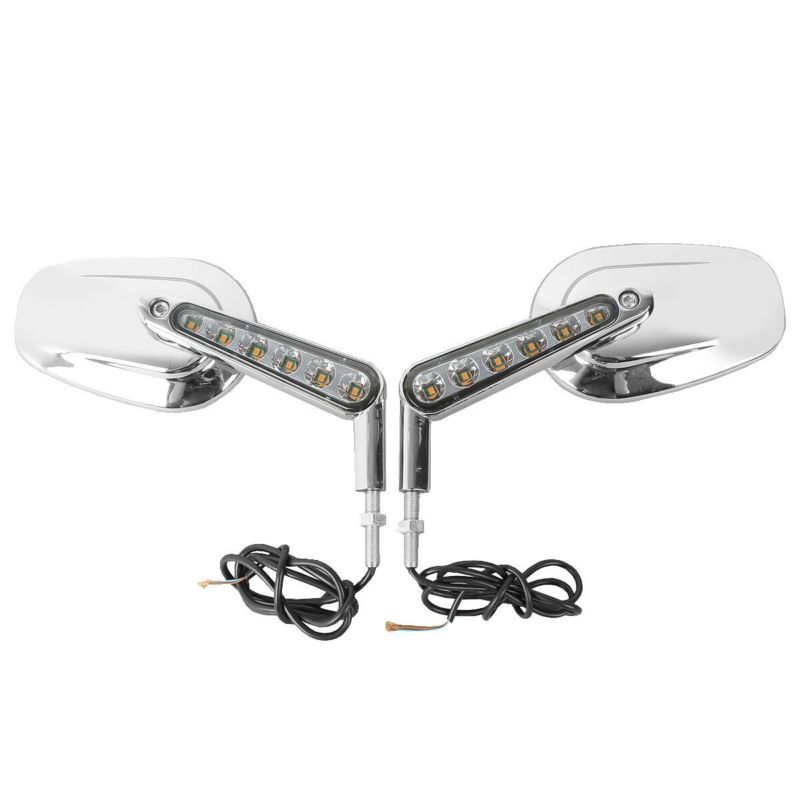 Rétroviseur Moto Paire Noir/Chrome Muscle LED Clignotants Lumière Moto Arrière rétroviseurs pour Harley V-ROD V TIGE VRSCF: Argent