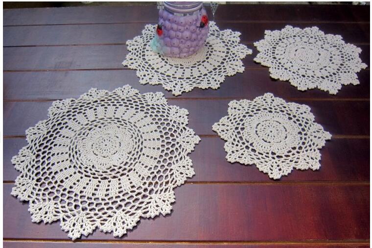 15/20/25cm vintage bomull runda matta kopp underlägg mugg kök matbord bord matta tyg spets virkade te kaffe doily pad