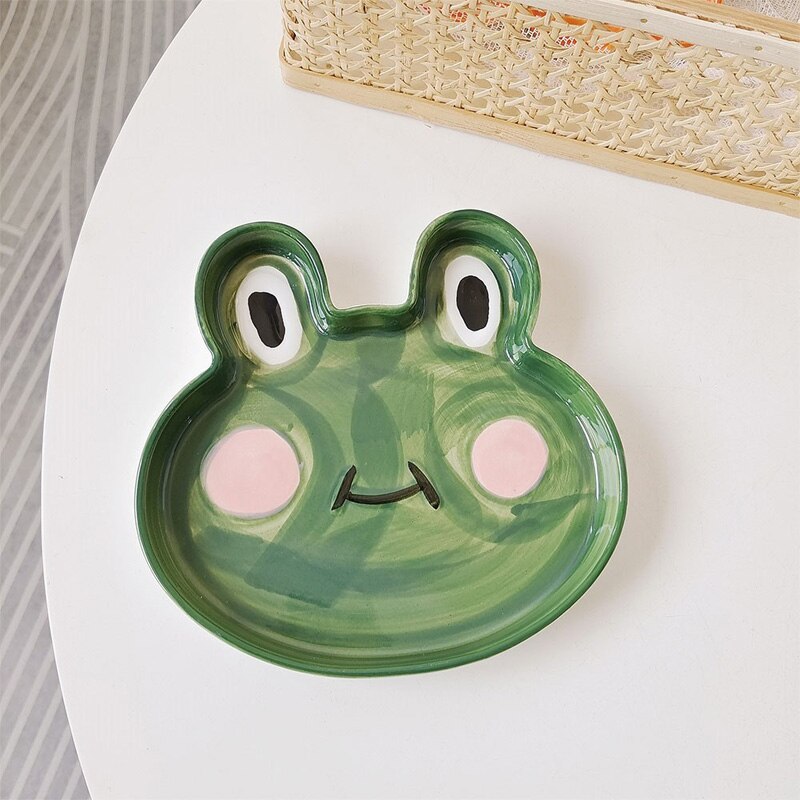 Art Graffiti Plate Ceramic Cartoon Plate Animal Plate Tableware Kitchen Korean Dish Set Nordic Salad Plate Tableware Household