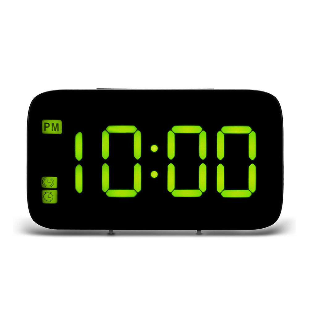 USB/Battery LED Alarm Clock Digital Clock LED Display Voice Control Electric Snooze Function Night Backlight Desktop Table Clock: Green