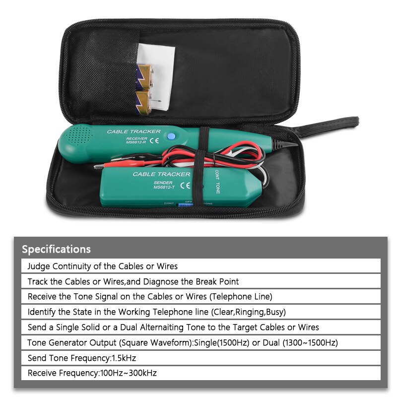 AIMO MS6812 Cable Tracker Telephone line Detector wire finder wiring Wires Trace breakpoint location tester