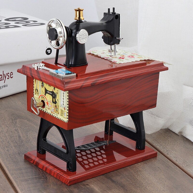 Music Box Sewing Machine Music Box European Crafts Retro Sewing Clockwork Home Crafts Decoration Birthday