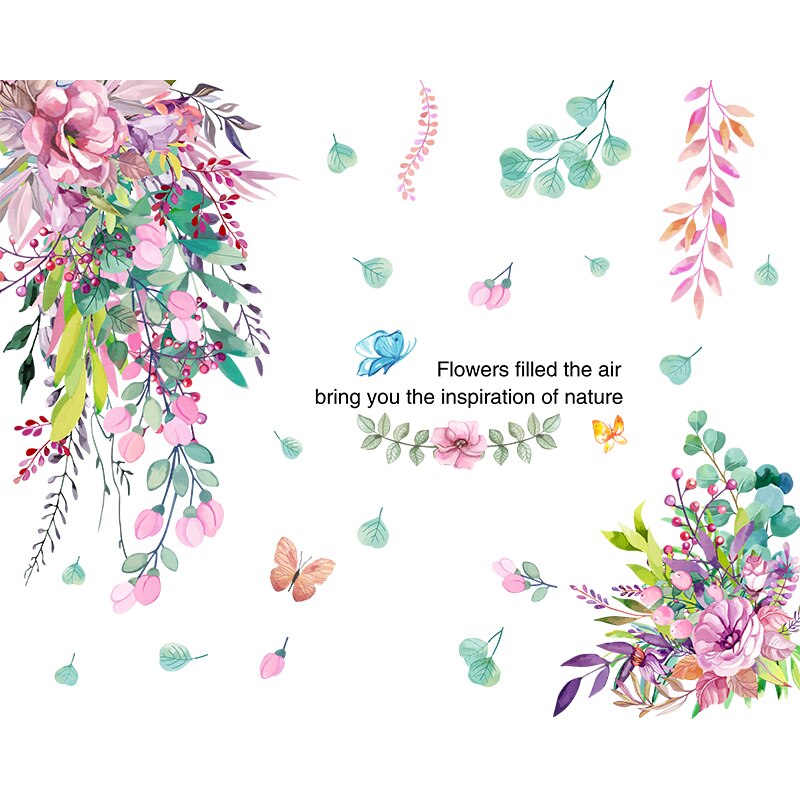 [Shijuehezi] Bloem Bladeren Muurstickers Diy Cartoon Meisje Muurstickers Voor Babykamer Kids Slaapkamer Nursery Woondecoratie: flower sticker