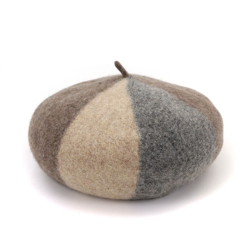 Otoño Invierno boina 100% boinas de lana gorras para las mujeres de lujo chica sombreros para dama Multicolor calabaza sombrero pintor sombrero para mujer: Coffee